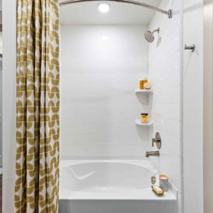 Large soaker tub with shower