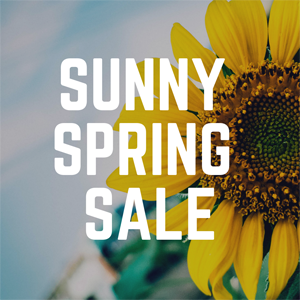 Sunny Spring Sale Graphic with Sun flower in the background